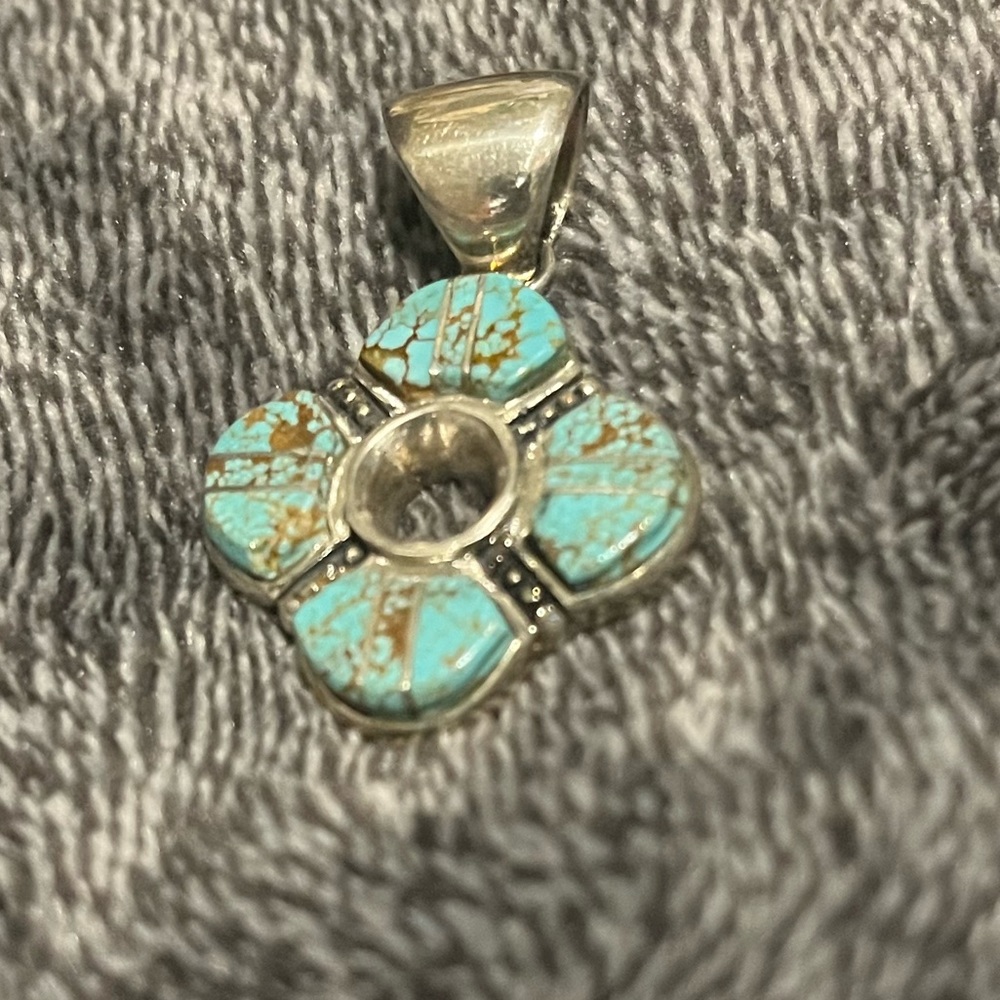 Hand made native jewelry pendant turquoise